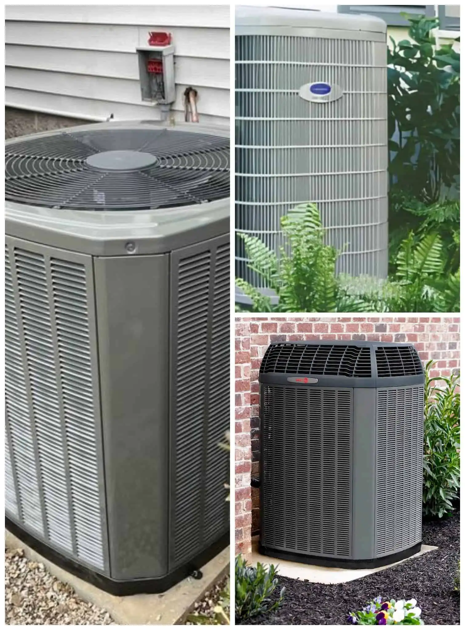 Outdoor HVAC units installed outside homes.
