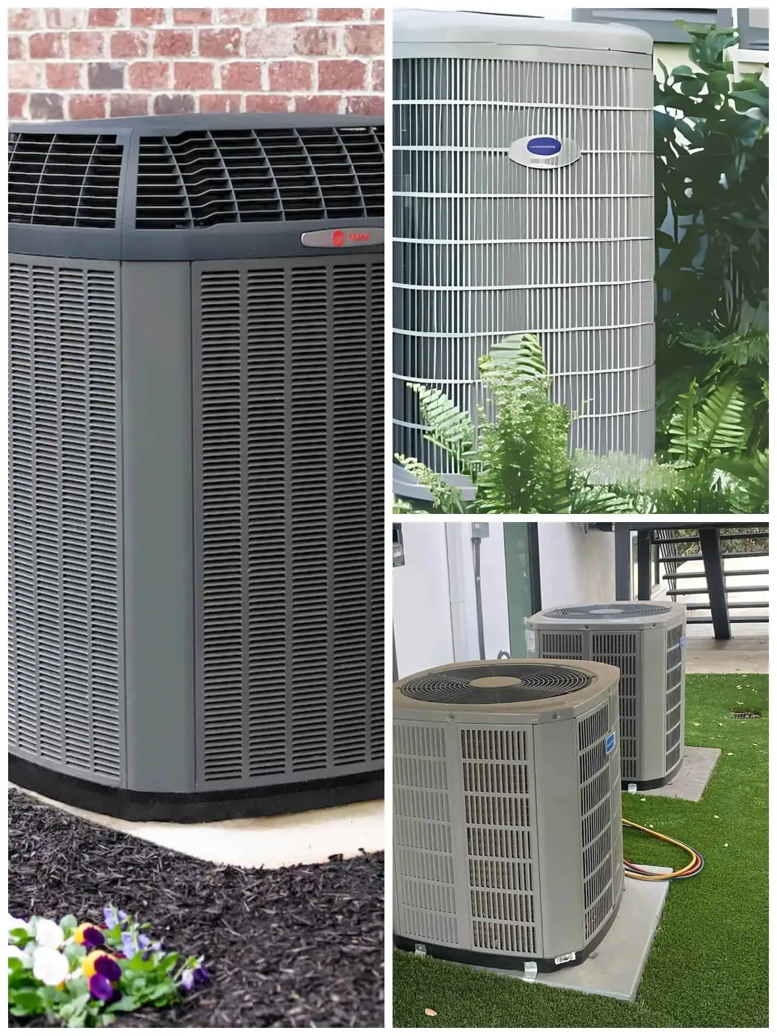 Outdoor heat pump units for efficient heating and cooling.