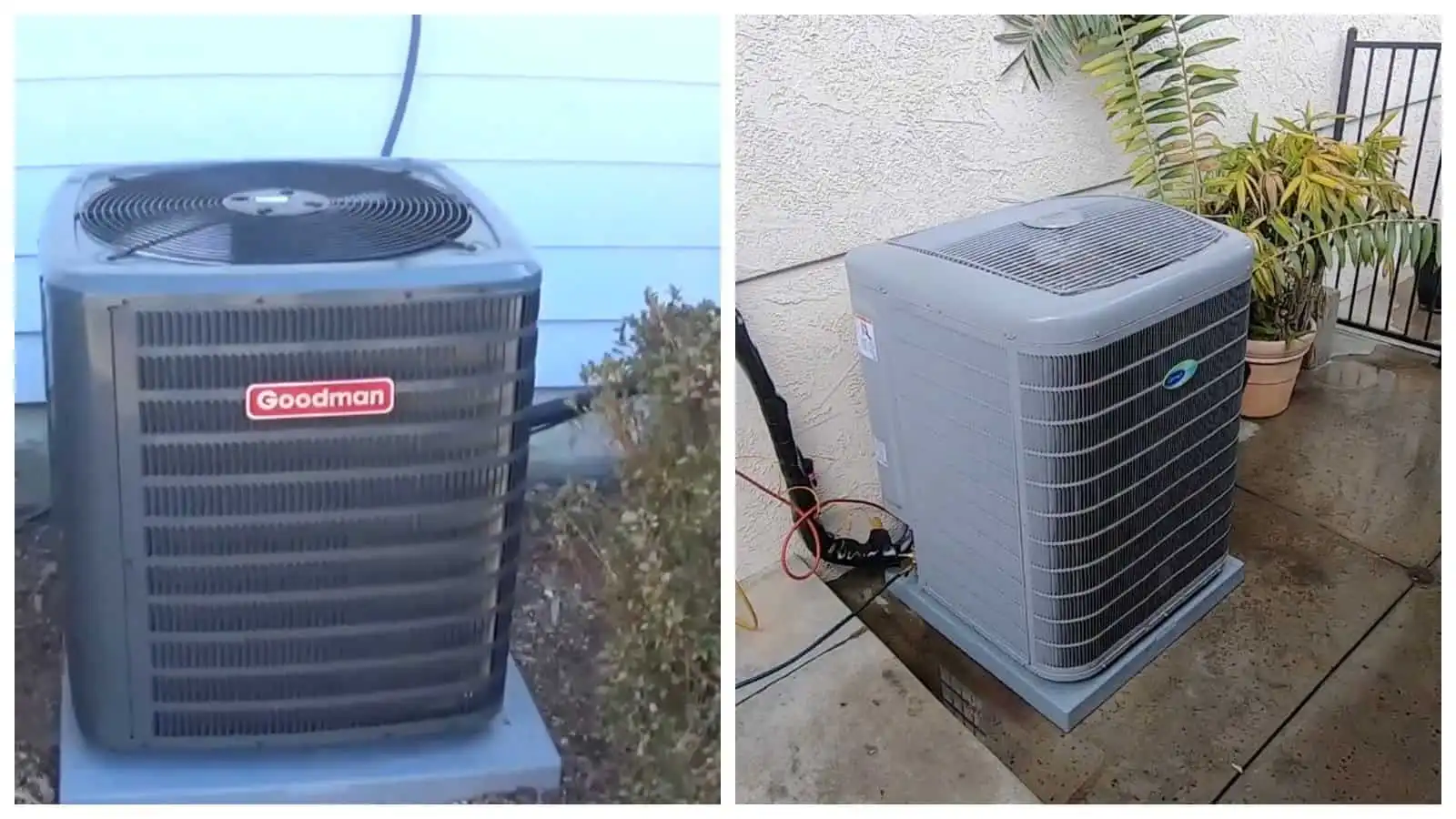 Two outdoor HVAC units installed outside a building.