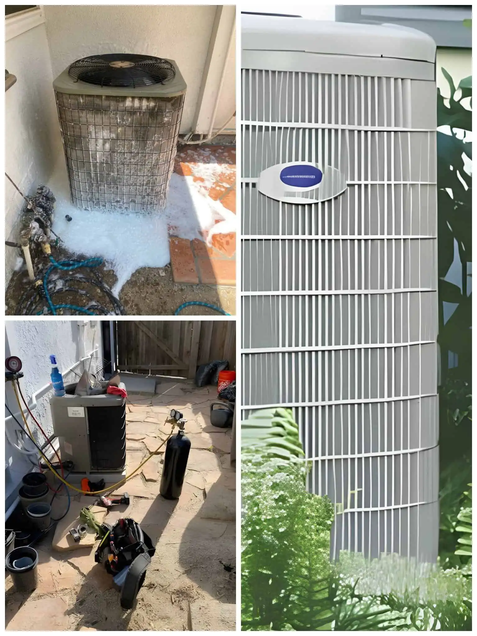 HVAC service equipment including an outdoor unit, air handler, and tools in Santa Clarita.