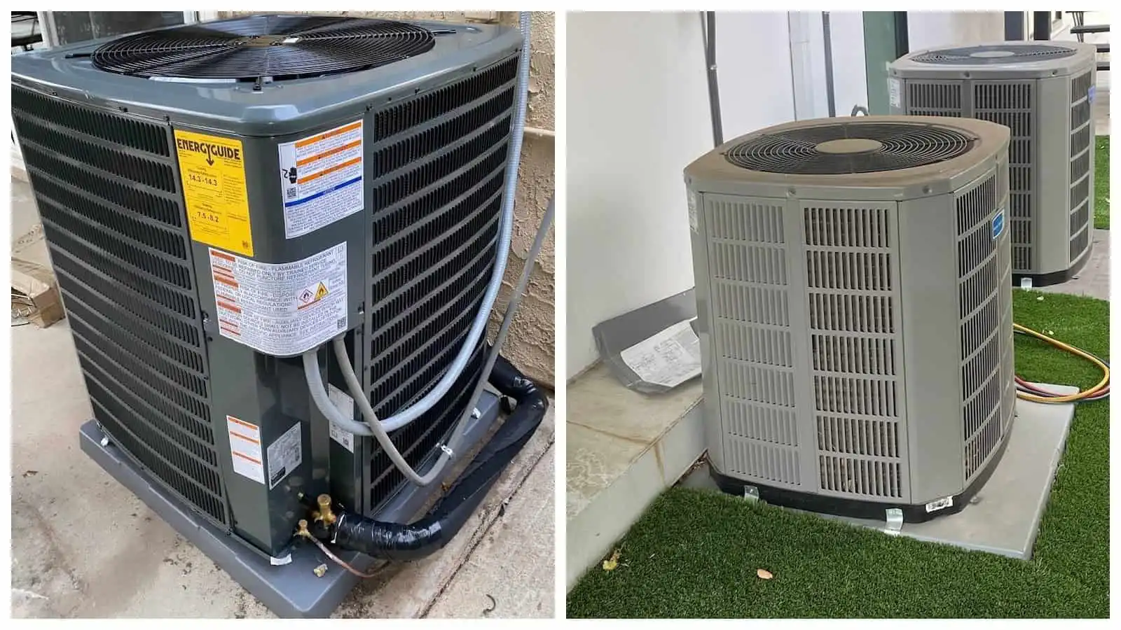 Two HVAC units installed outdoors in Southern California.