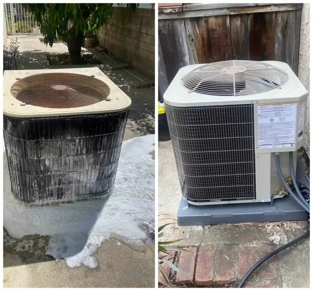 Dirty and clean HVAC units in Santa Clarita for repair or maintenance.