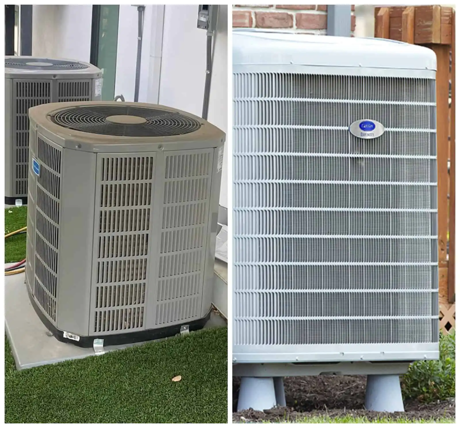 Two outdoor air conditioning units installed outside a building.
