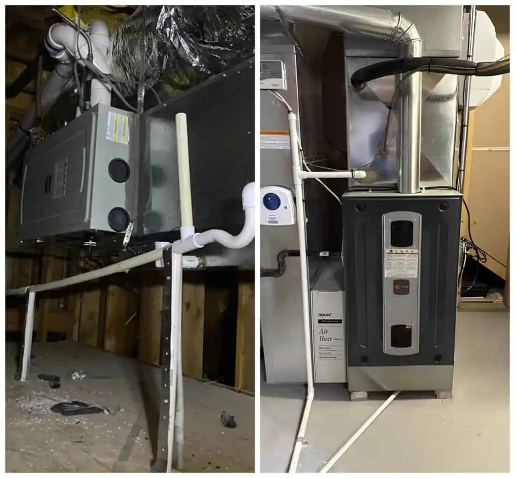 HVAC units installed in a basement in Santa Clarita for heating and cooling.