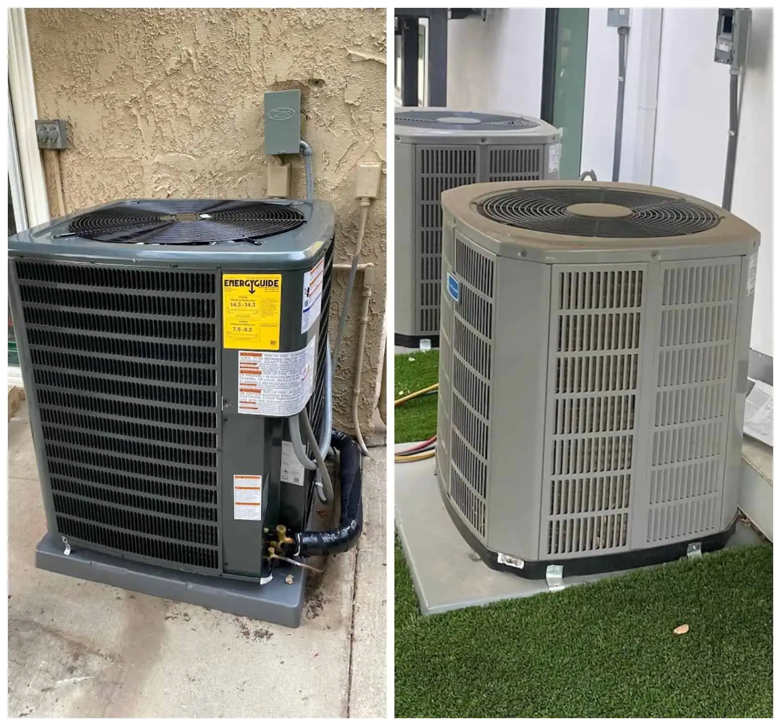 Two HVAC units, one outdoor and one indoor, in a residential setting.