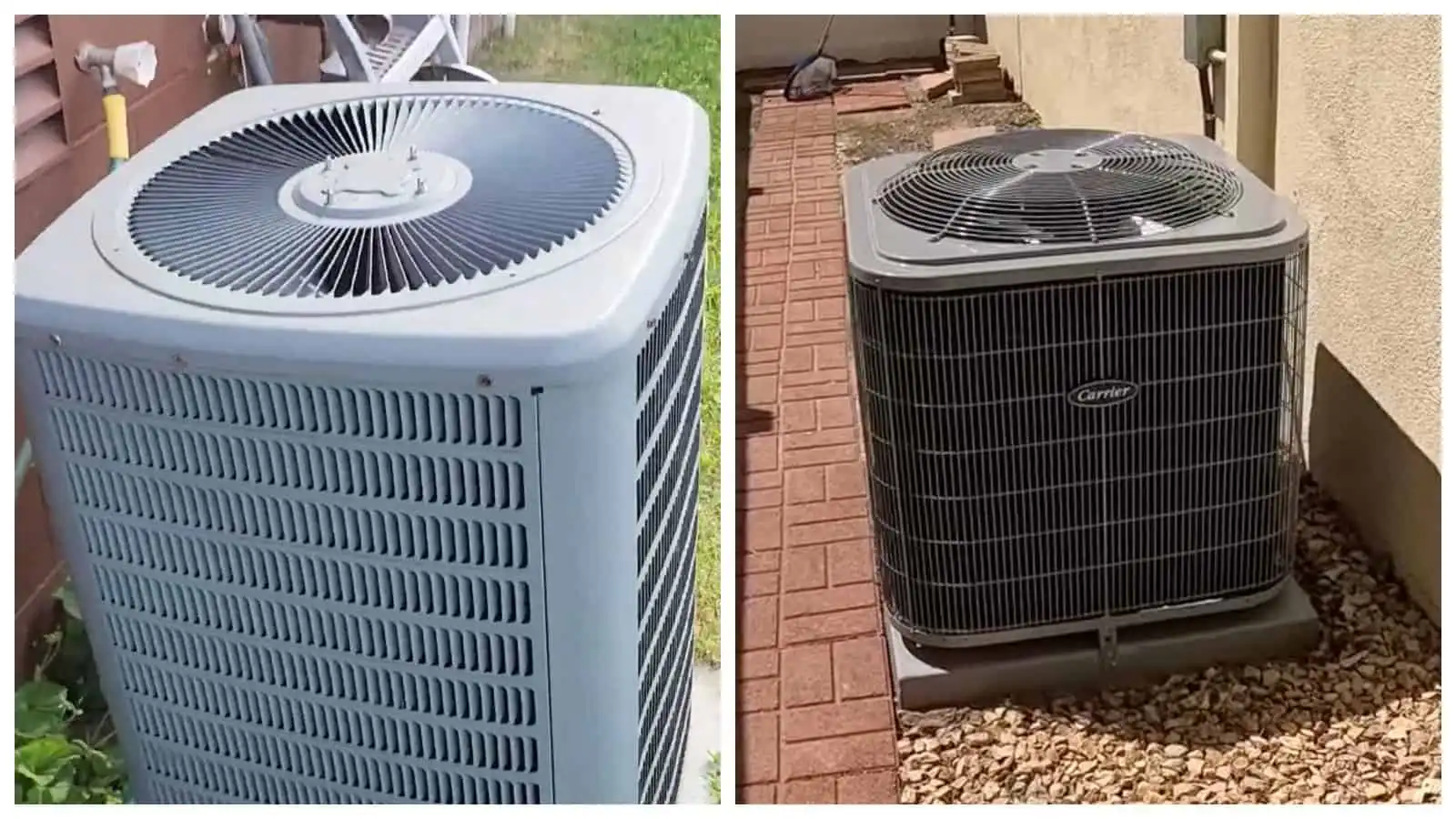 Air conditioning units installed outdoors.