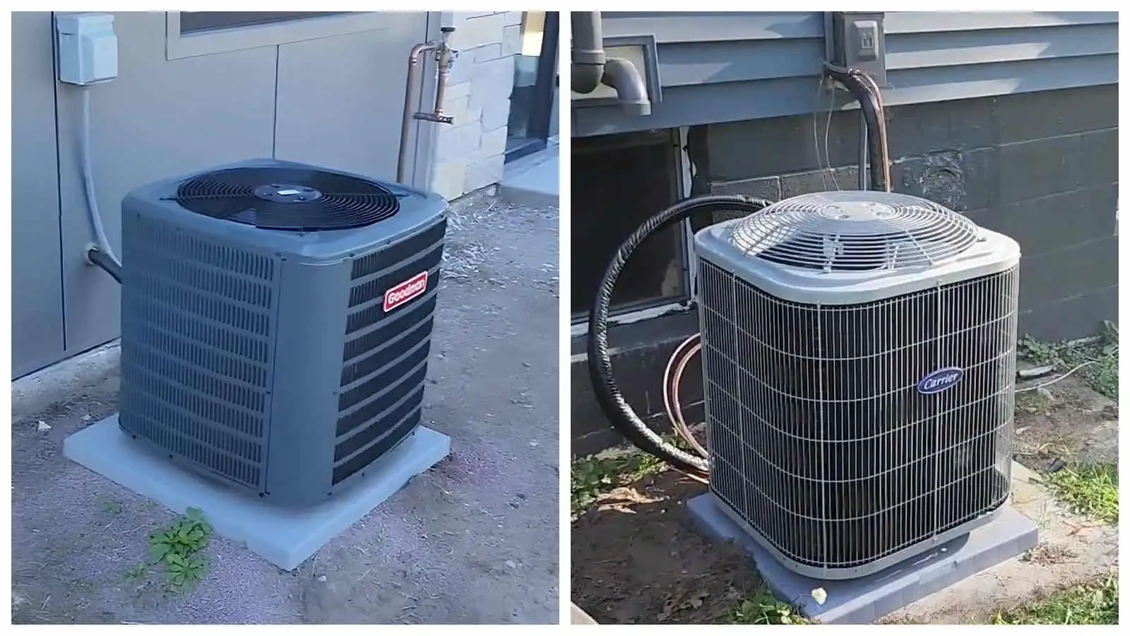 Two outdoor HVAC units installed outside buildings in Los Angeles area.