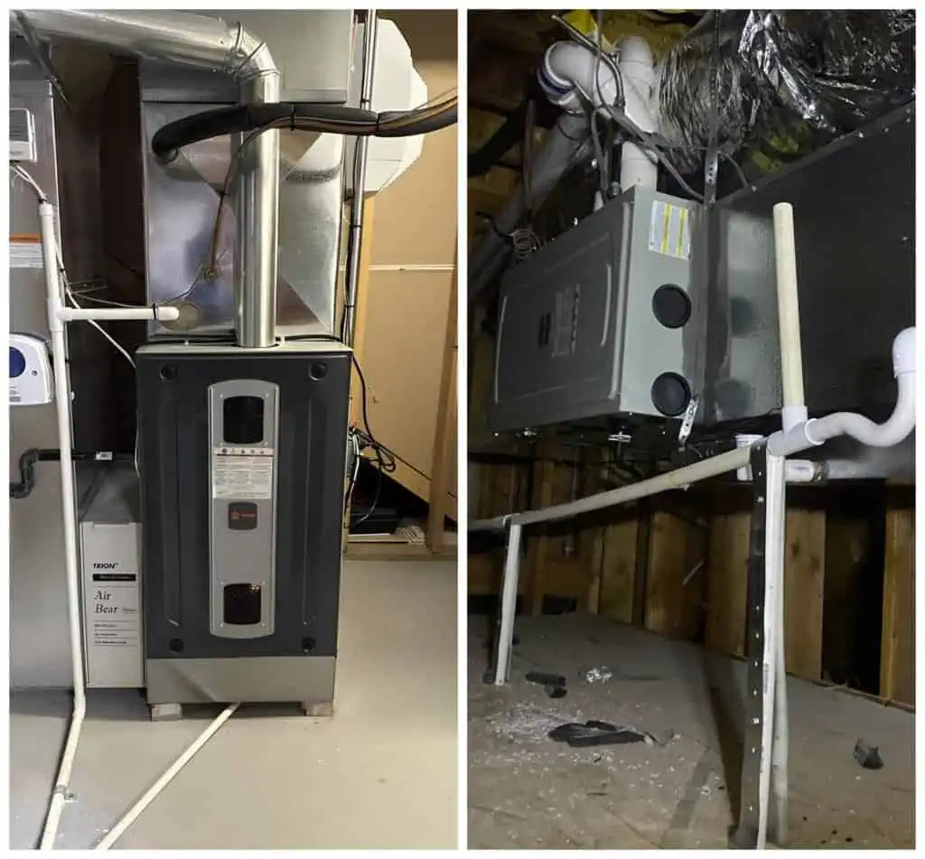 HVAC units installed in a residential basement in Granada Hills.