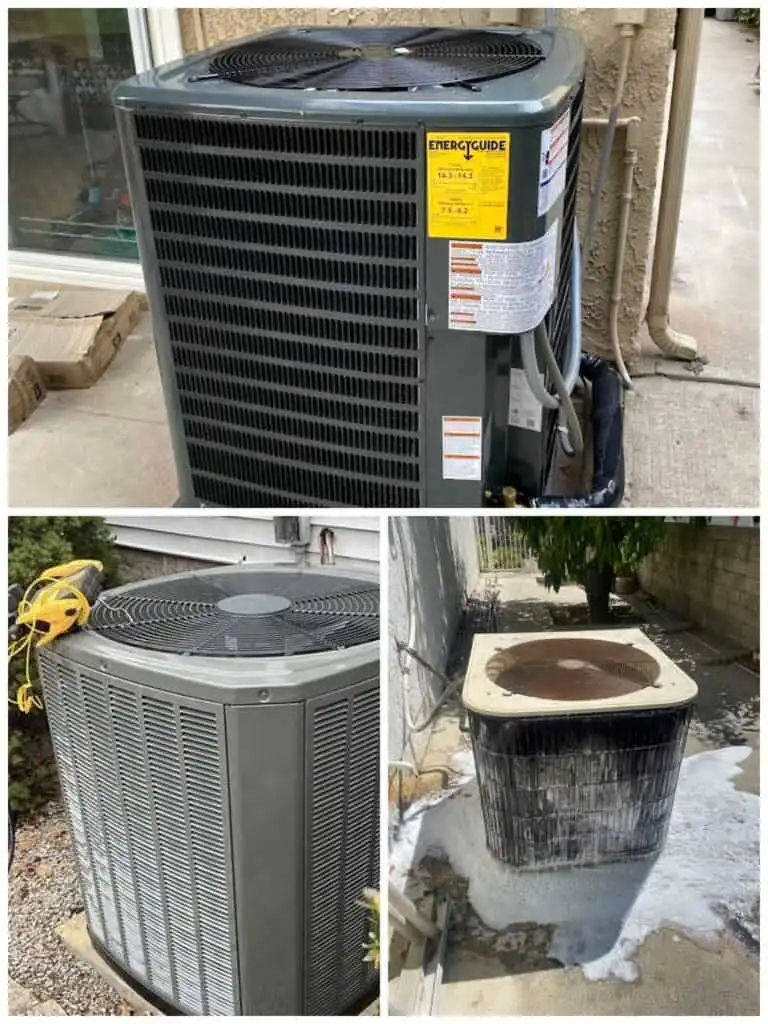AC units outside the house for cooling and heating.