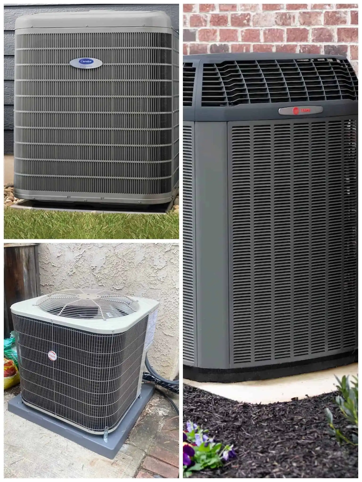 Three different HVAC units for heating and cooling systems in Granada Hills.