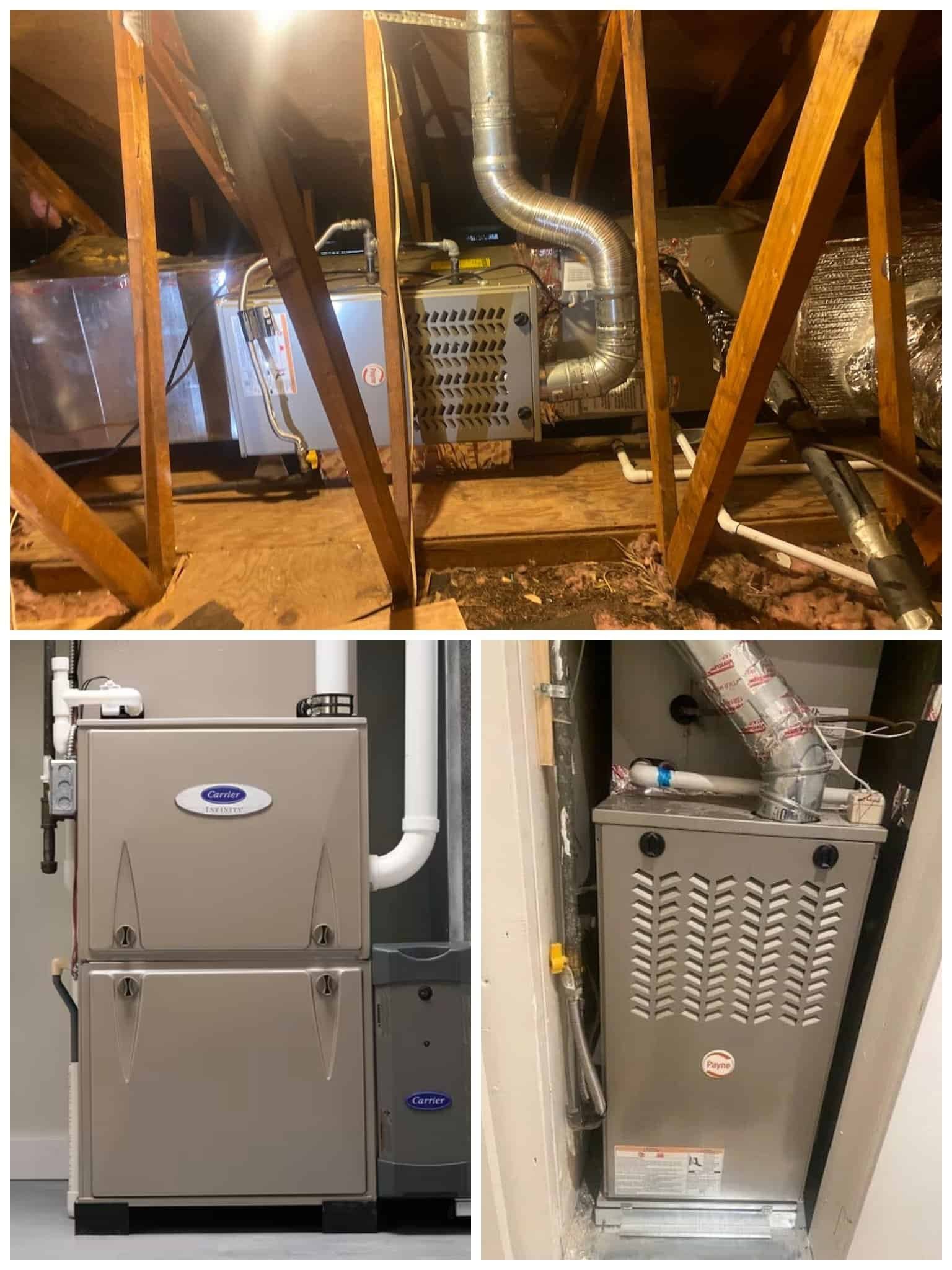 Image showing HVAC systems installed in an attic and utility closet.