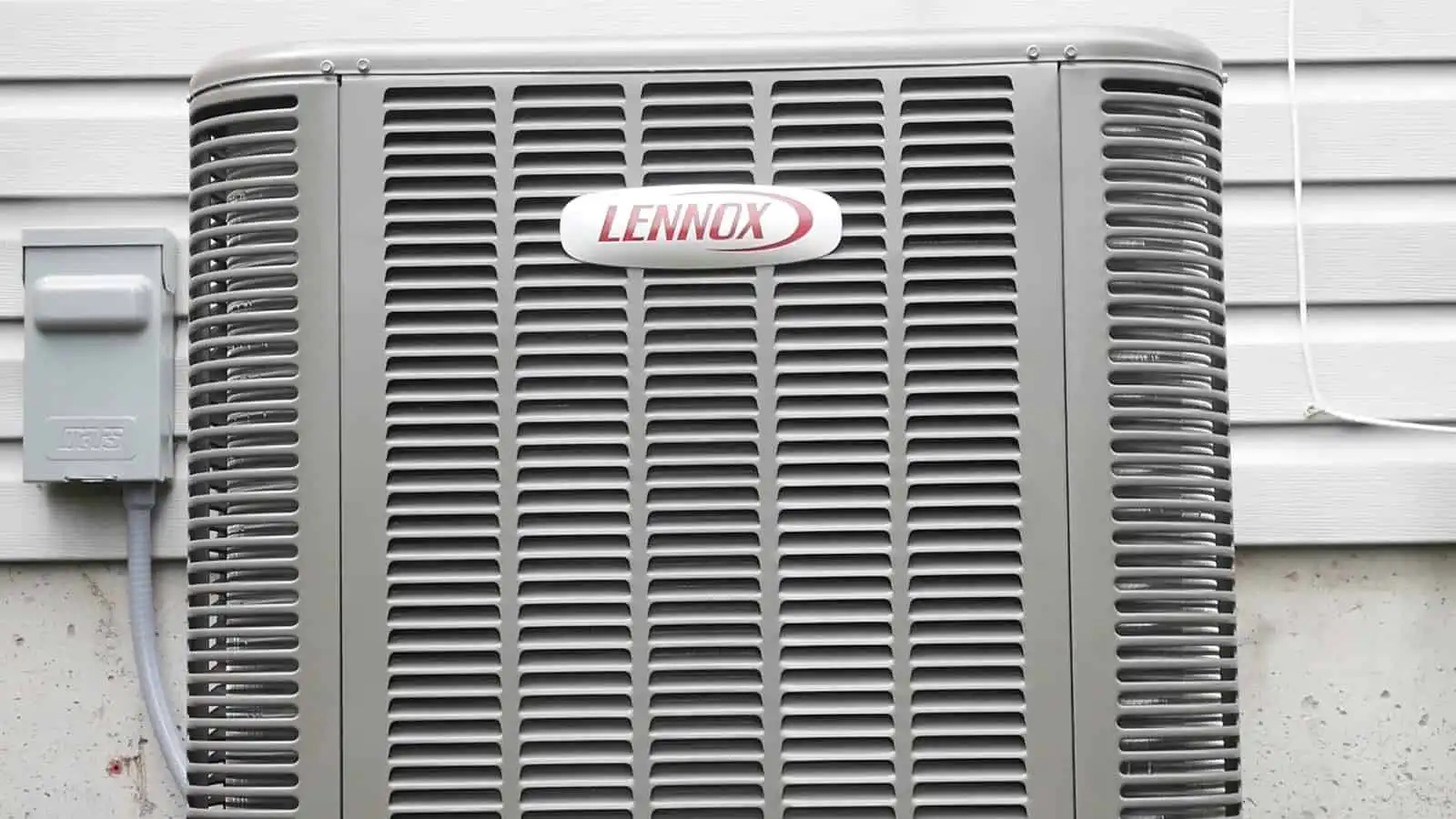 Lennox HVAC outdoor unit installed outside a home.