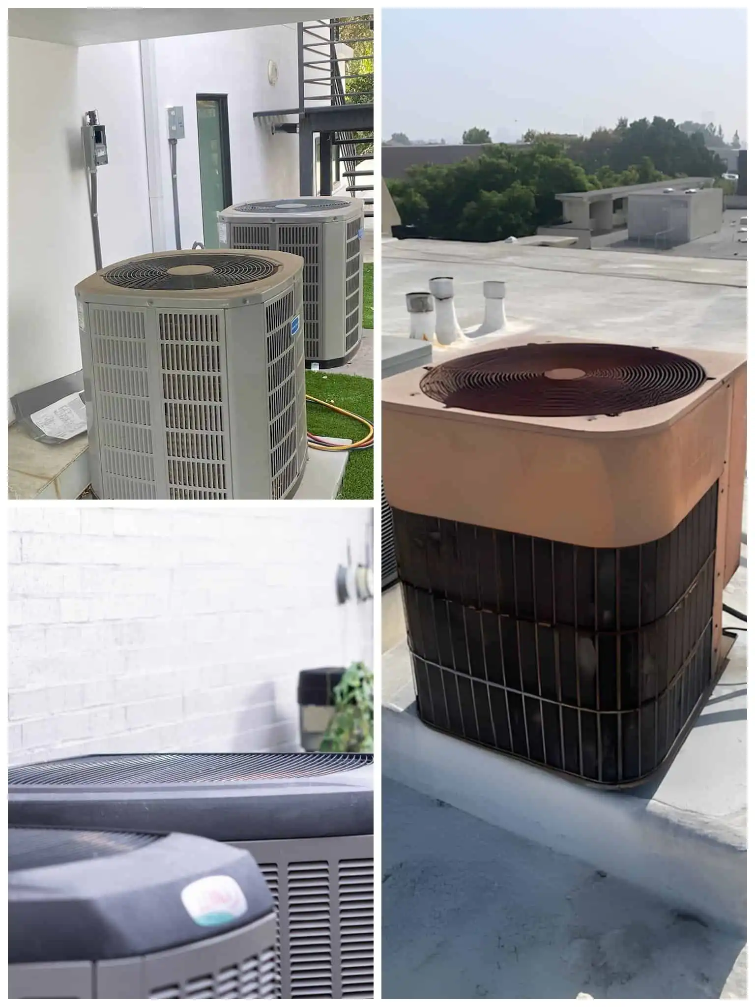 Multiple HVAC units installed on a rooftop in Santa Clarita.