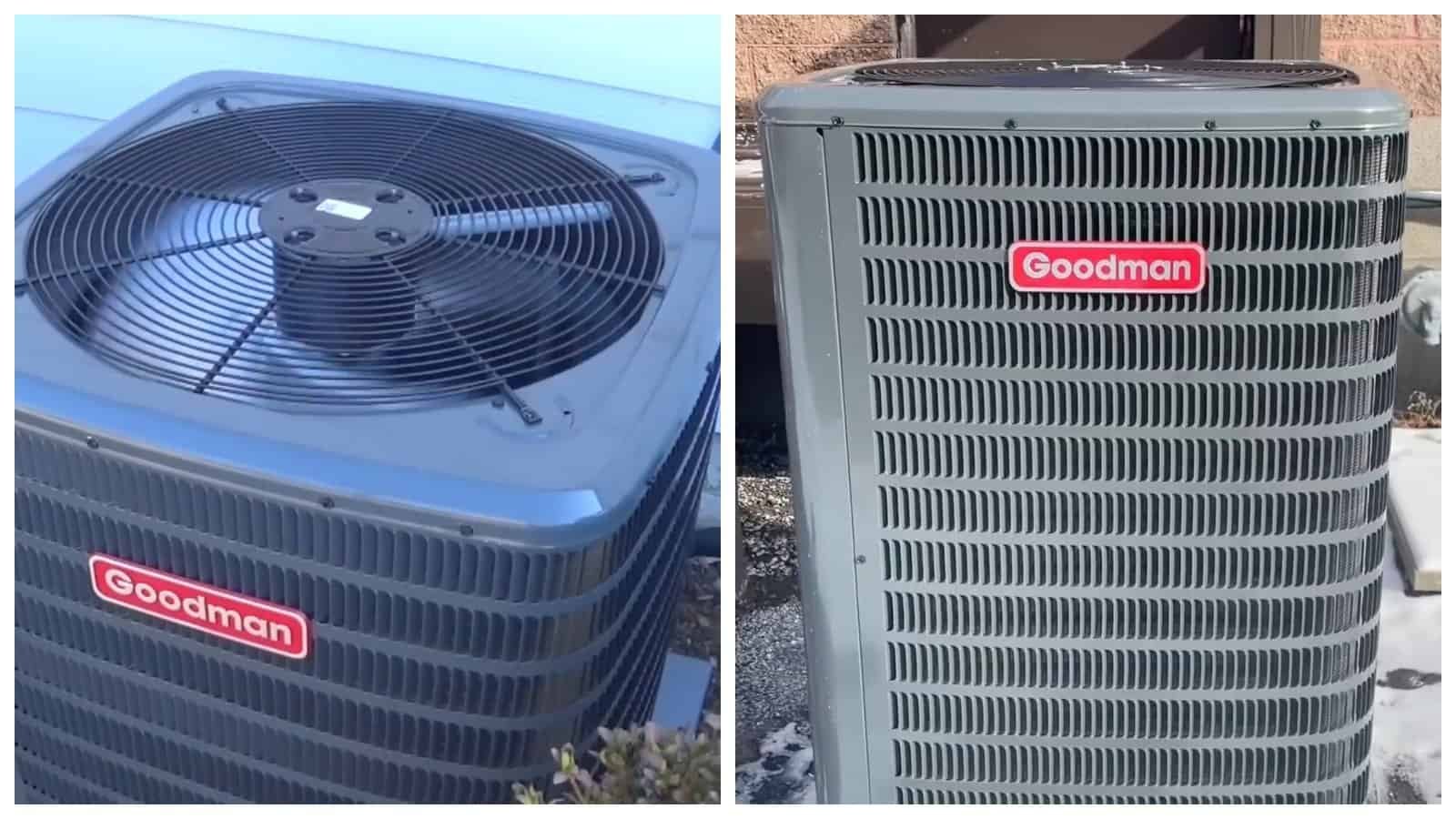 Two Goodman HVAC units installed outdoors in Southern California.
