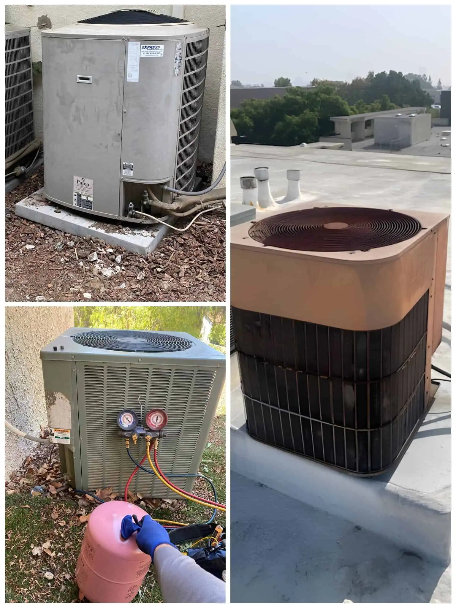 Various HVAC units on rooftops and outdoors in Santa Clarita area.