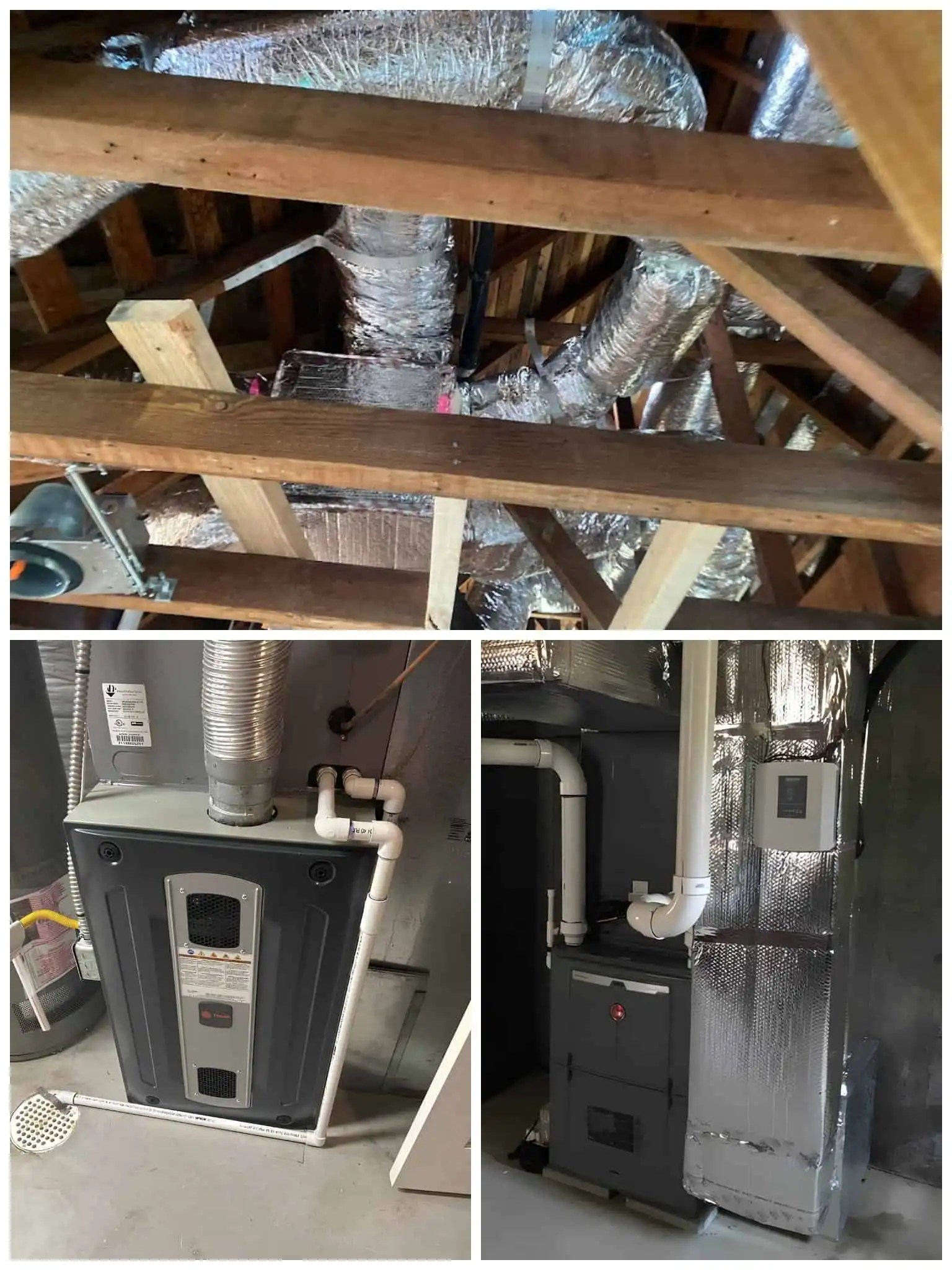 Modern HVAC systems installed in attic and basement for efficient climate control.