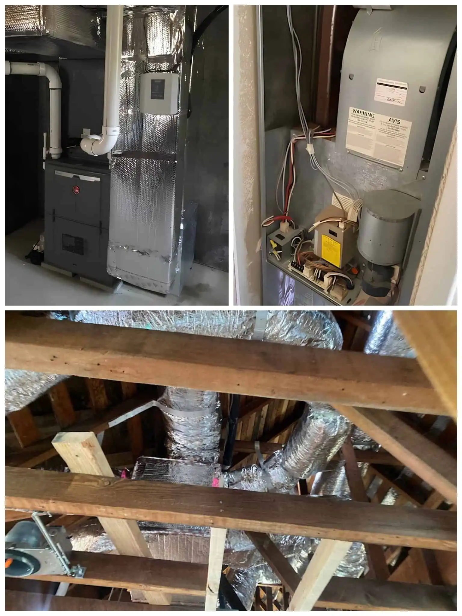 HVAC system components including furnace, ductwork, and electrical wiring in Granada Hills.