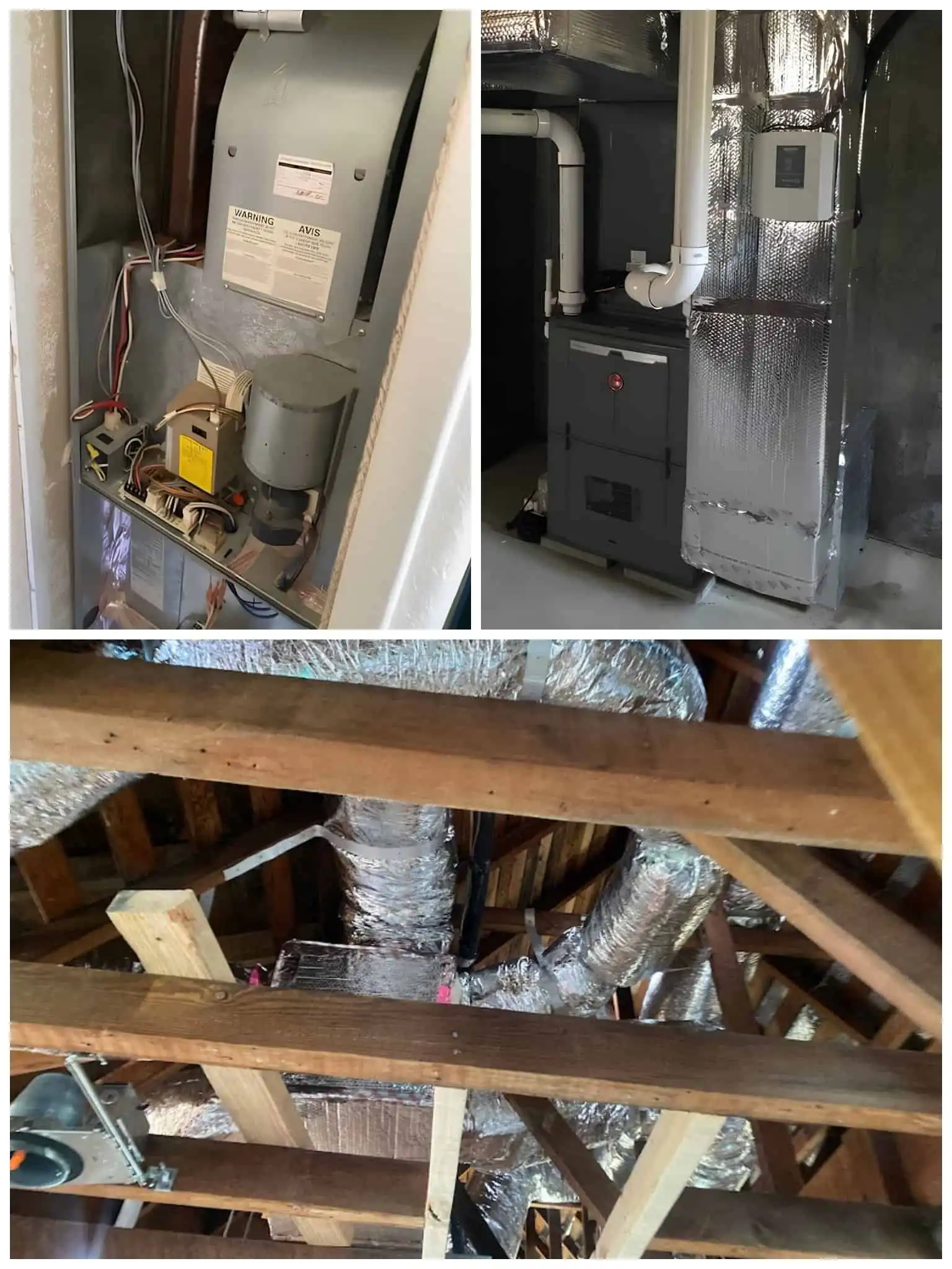 HVAC system components installed in attic and utility closet in Santa Clarita.