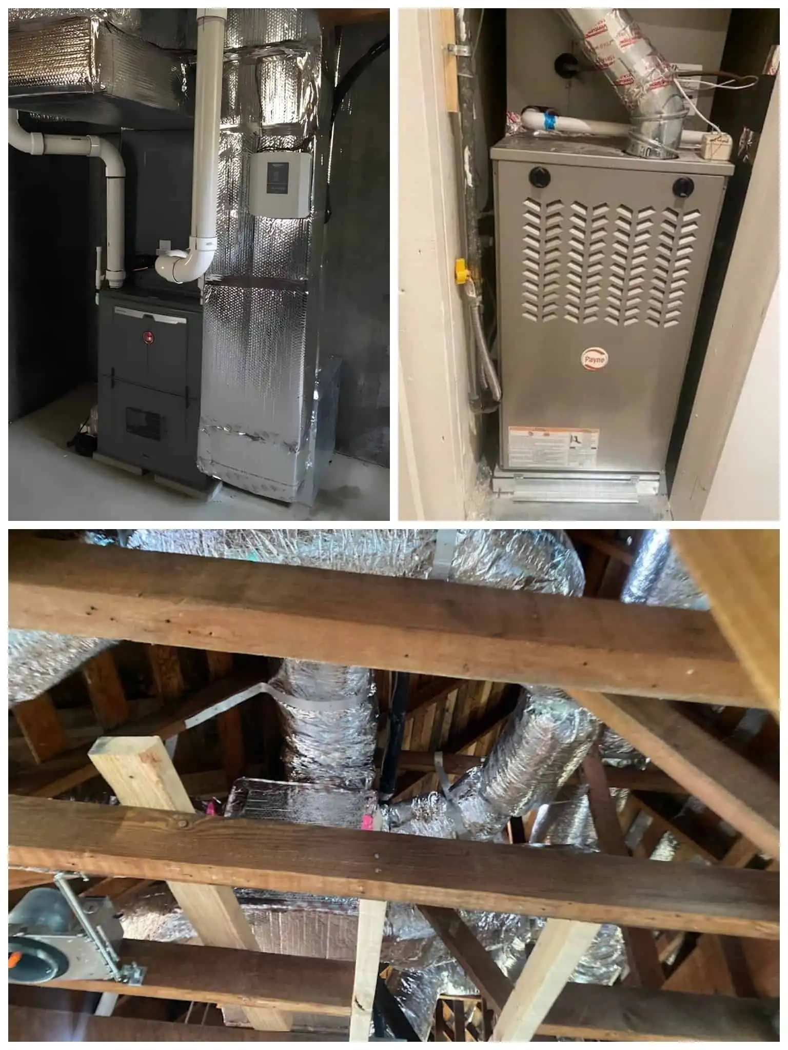 HVAC units and ductwork installation in a building attic in Santa Clarita.