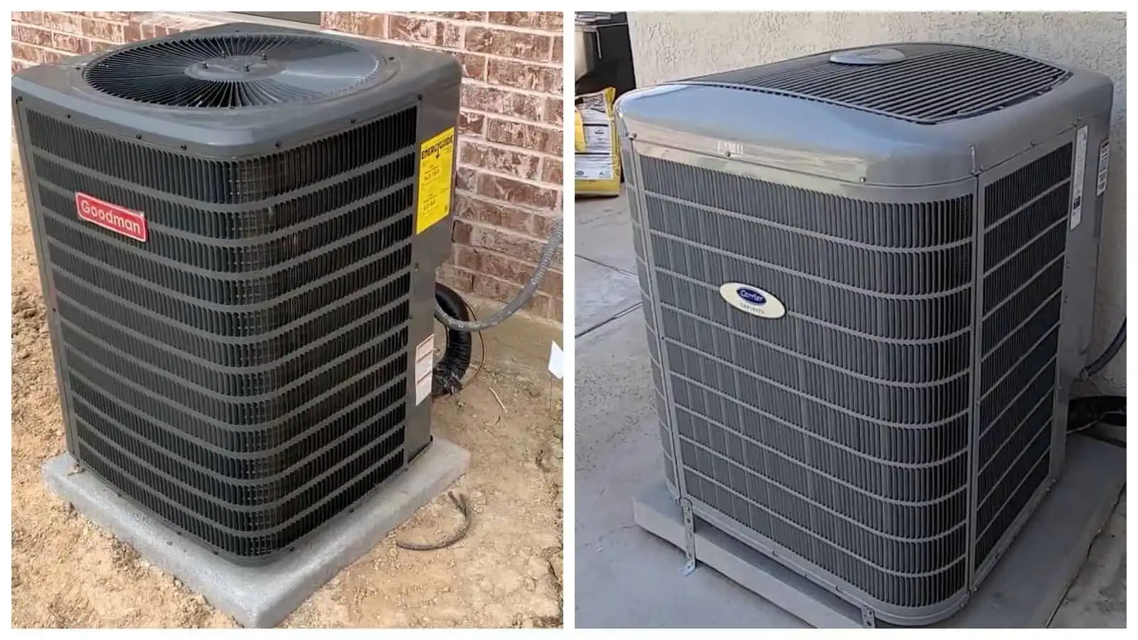 Outdoor HVAC air conditioning units for cooling and heating.
